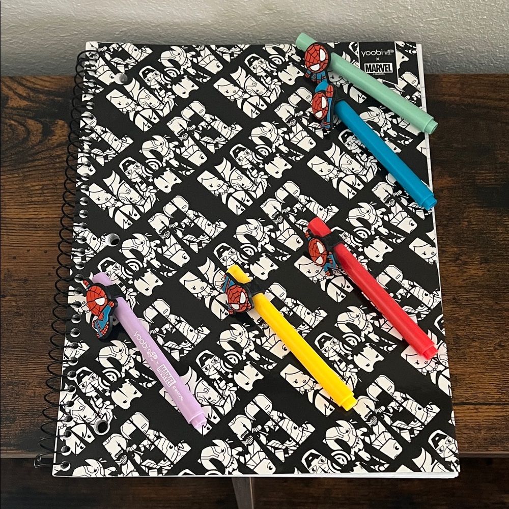 Yoobi x Marvel Stationary Supplies Spiderman Markers Notebook